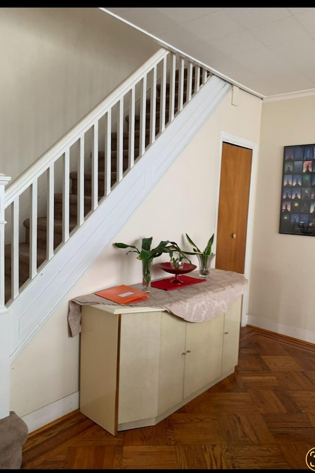 23727 Davenport Ave, Bellerose, NY 11426 - corridor featuring stairway and ornamental molding