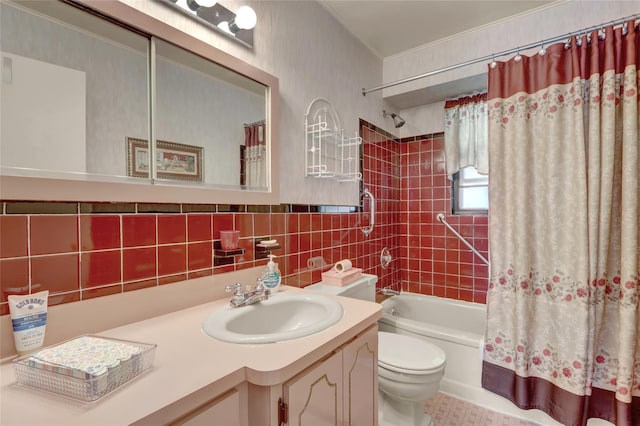 31 Amby Ave, Plainview, NY 11803 - bathroom with vanity, shower / tub combo, and decorative backsplash