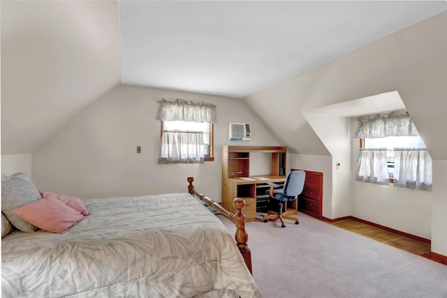 31 Amby Ave, Plainview, NY 11803 - bedroom featuring multiple windows, lofted ceiling, and a wall mounted air conditioner