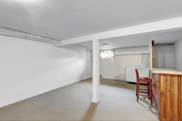 31 Amby Ave, Plainview, NY 11803 - basement with separate washer and dryer, a dry bar, and electric panel