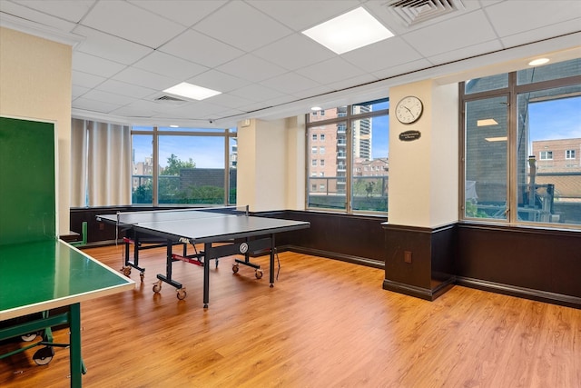 11201 Queens Blvd Unit 18D, Forest Hills, NY 11375 - recreation room with wood finished floors and a drop ceiling