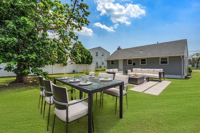 19 Dakota St, Hicksville, NY 11801 - rear view of house featuring outdoor lounge area and a patio