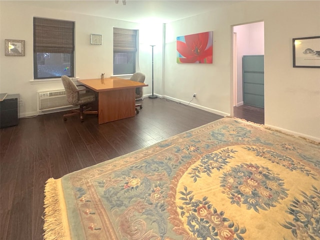 21511 48th Ave Unit 1B, Bayside, NY 11361 - office area with dark wood-type flooring and a wall unit AC