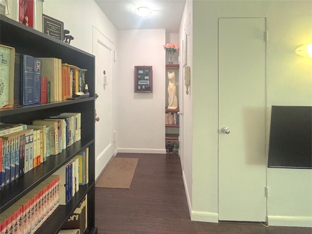 21511 48th Ave Unit 1B, Bayside, NY 11361 - corridor featuring baseboards and dark wood finished floors