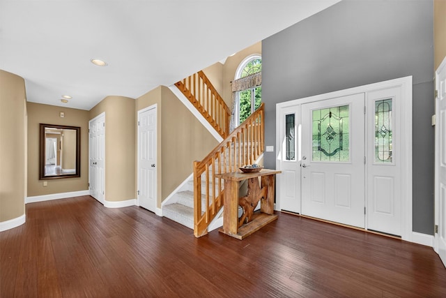 182 Otter Rd, Campbell Hall, NY 10916 - foyer with wood finished floors, stairs, and recessed lighting