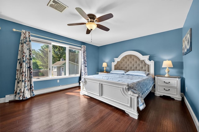 182 Otter Rd, Campbell Hall, NY 10916 - bedroom with a baseboard radiator, wood finished floors, and ceiling fan