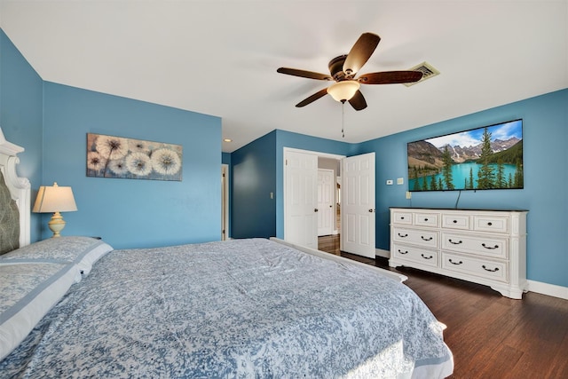 182 Otter Rd, Campbell Hall, NY 10916 - bedroom featuring dark wood finished floors and ceiling fan