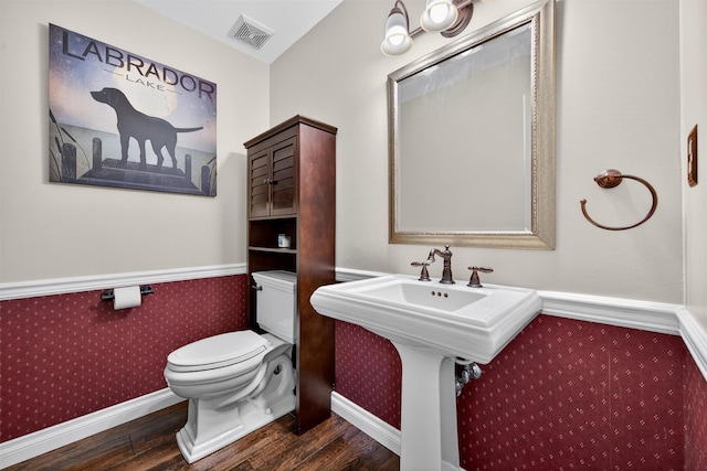 182 Otter Rd, Campbell Hall, NY 10916 - half bathroom featuring wood finished floors and wallpapered walls