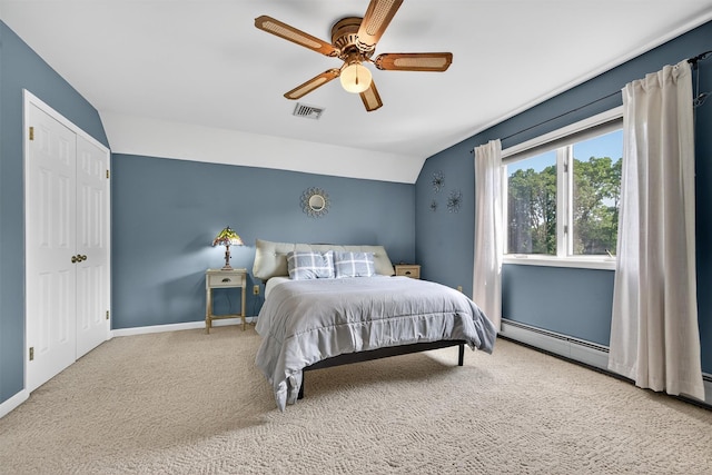 182 Otter Rd, Campbell Hall, NY 10916 - carpeted bedroom featuring ceiling fan and a baseboard heating unit