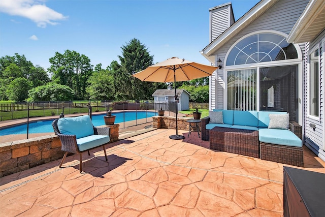 182 Otter Rd, Campbell Hall, NY 10916 - fenced backyard with a storage shed, a patio area, and an outdoor living space
