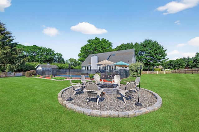 182 Otter Rd, Campbell Hall, NY 10916 - view of yard featuring a fire pit and view of scattered trees