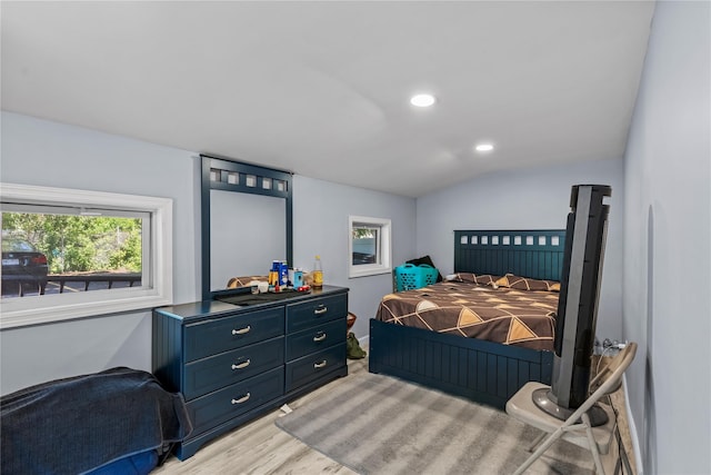17 Sterling St, Middletown, NY 10940 - bedroom with light wood finished floors, vaulted ceiling, and recessed lighting
