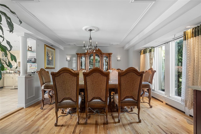 10 Faulkner Ln, Dix Hills, NY 11746 - dining area featuring light wood-style flooring, a chandelier, and a baseboard radiator