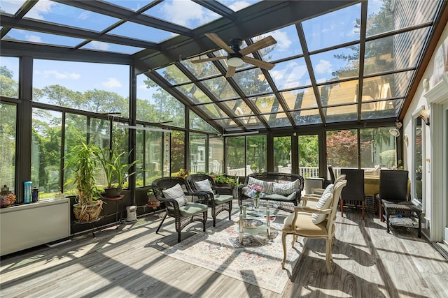 10 Faulkner Ln, Dix Hills, NY 11746 - sunroom / solarium with outdoor lounge area, a ceiling fan, healthy amount of natural light, and vaulted ceiling