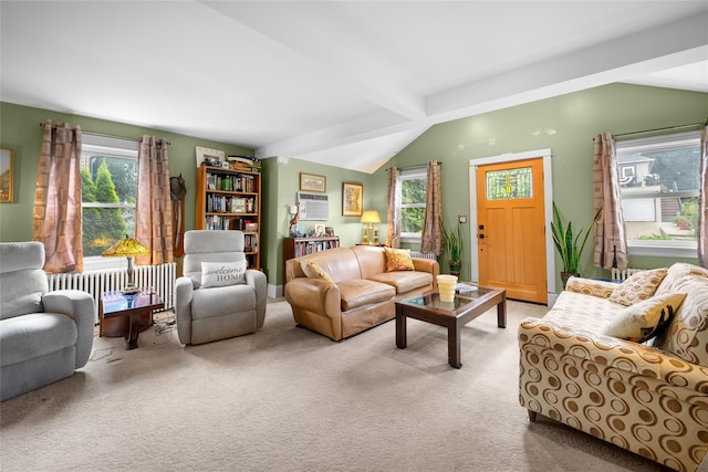 27 Neulist Ave, Port Washington, NY 11050 - carpeted living area with radiator and a wall mounted AC
