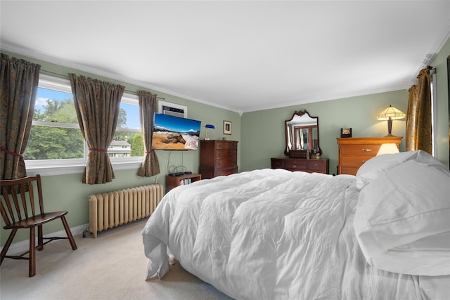27 Neulist Ave, Port Washington, NY 11050 - bedroom with radiator, crown molding, and carpet