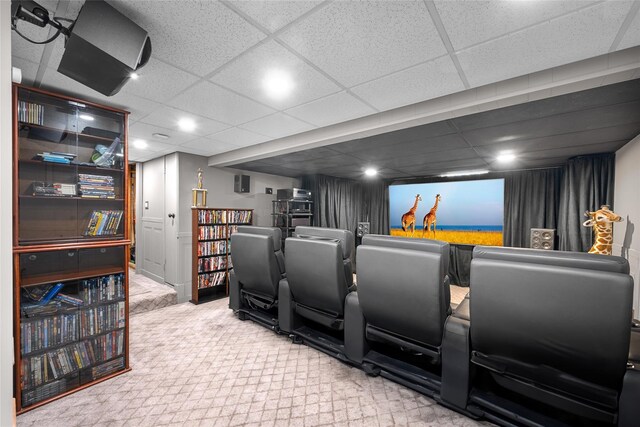 27 Neulist Ave, Port Washington, NY 11050 - cinema with carpet floors, a drop ceiling, and recessed lighting