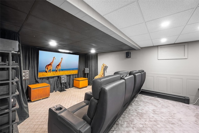 27 Neulist Ave, Port Washington, NY 11050 - carpeted home theater room featuring a drop ceiling and recessed lighting