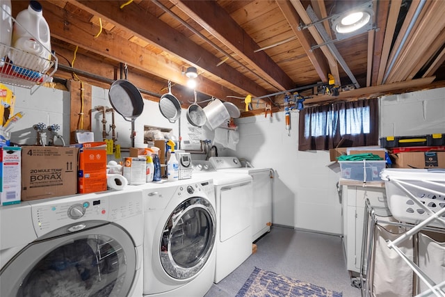 27 Neulist Ave, Port Washington, NY 11050 - washroom with separate washer and dryer and concrete block wall
