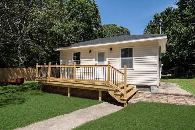 64 Maple Ave, Flanders, NY 11901 - back of house featuring a deck and a shingled roof