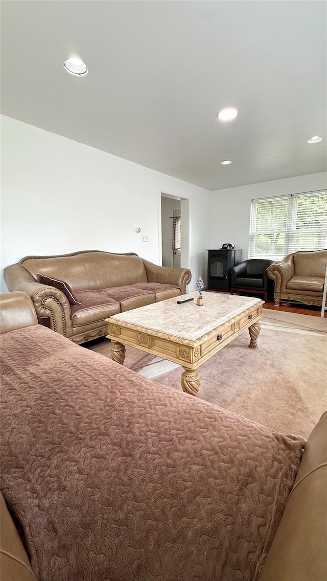 14 Upper Ferndale Rd, Liberty, NY 12754 - living area with recessed lighting and a wood stove