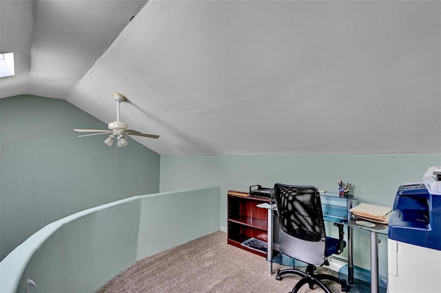 49 Primrose Ln, North Babylon, NY 11703 - office space featuring lofted ceiling, ceiling fan, and carpet flooring