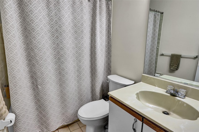 49 Primrose Ln, North Babylon, NY 11703 - full bath with tile patterned flooring, vanity, and curtained shower