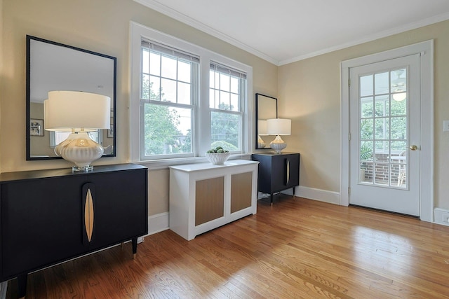 48 Faneuil Pl, New Rochelle, NY 10801 - home office with crown molding and light wood-style flooring