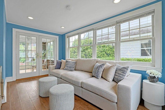 48 Faneuil Pl, New Rochelle, NY 10801 - living area with french doors, recessed lighting, and wood finished floors