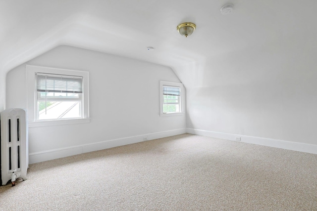 48 Faneuil Pl, New Rochelle, NY 10801 - additional living space featuring vaulted ceiling, radiator heating unit, and carpet floors