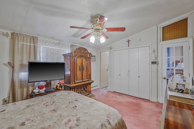 10 Harrison St, Brentwood, NY 11717 - carpeted bedroom featuring a ceiling fan, lofted ceiling, a closet, and crown molding
