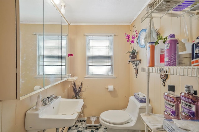 10 Harrison St, Brentwood, NY 11717 - half bath featuring crown molding and a sink