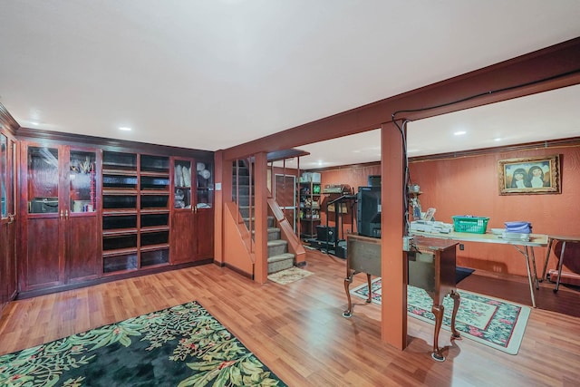 10 Harrison St, Brentwood, NY 11717 - office area featuring wood finished floors and recessed lighting