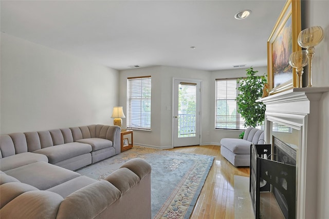 23 Bridge Ln Unit 23, Haverstraw, NY 10927 - living area featuring a fireplace, light wood-type flooring, and recessed lighting