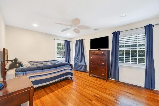 212A Lower Sheep Pasture Rd, East Setauket, NY 11733 - bedroom featuring light wood-style flooring, ceiling fan, and recessed lighting