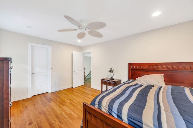 212A Lower Sheep Pasture Rd, East Setauket, NY 11733 - bedroom featuring light wood-style floors, a ceiling fan, and recessed lighting