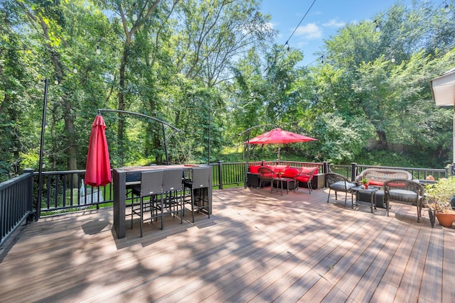 212A Lower Sheep Pasture Rd, East Setauket, NY 11733 - wooden deck featuring an outdoor living space