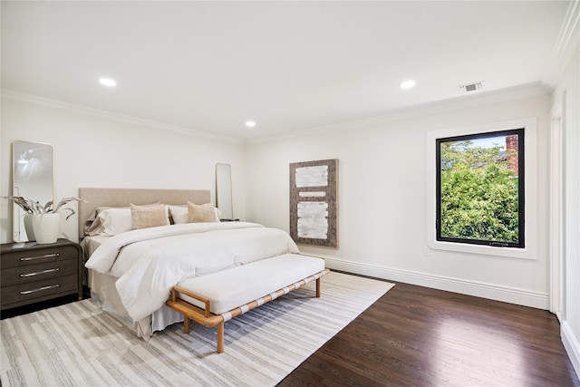 43 Acorn Ln, Plainview, NY 11803 - bedroom with crown molding, wood finished floors, and recessed lighting
