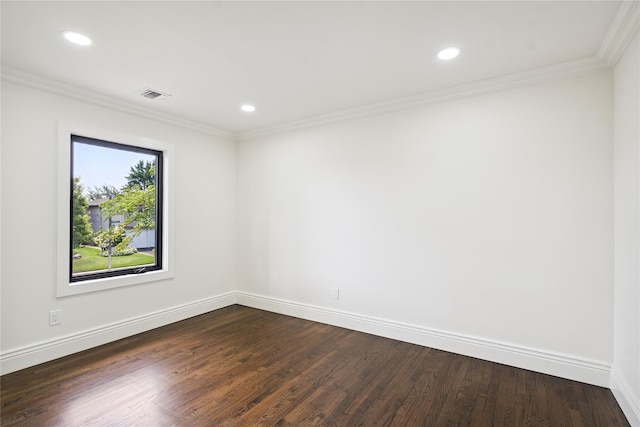 43 Acorn Ln, Plainview, NY 11803 - unfurnished room with dark wood-style flooring, ornamental molding, and recessed lighting