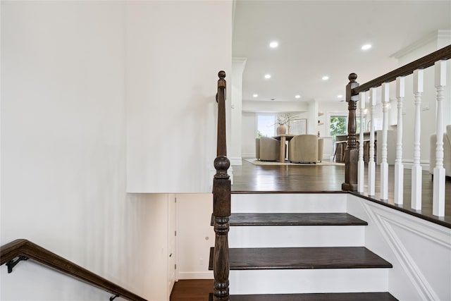 43 Acorn Ln, Plainview, NY 11803 - stairs featuring recessed lighting and wood finished floors