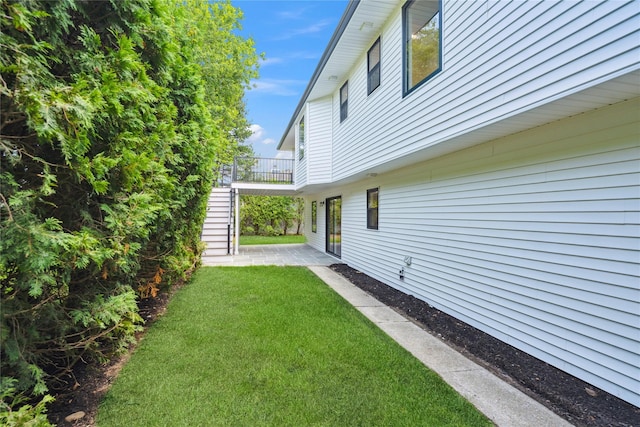 43 Acorn Ln, Plainview, NY 11803 - view of green lawn featuring stairs and a patio area