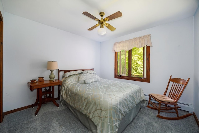 110 Read Rd, Red Hook, NY 12571 - carpeted bedroom featuring a baseboard heating unit and ceiling fan