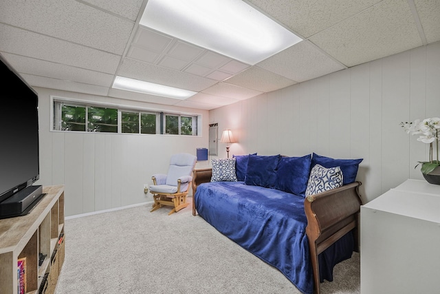 7 Simon Ct, East Northport, NY 11731 - carpeted living area featuring a drop ceiling
