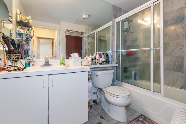 10 Canterbury Rd Apt 2G, Great Neck, NY 11021 - full bathroom with vanity, shower / bath combination with glass door, and marble finish floors