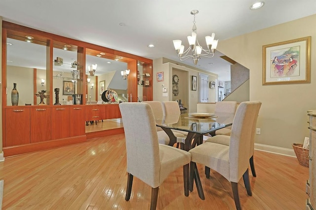 27 Bridge Ln, Haverstraw, NY 10927 - dining space featuring a chandelier, light wood-type flooring, and recessed lighting