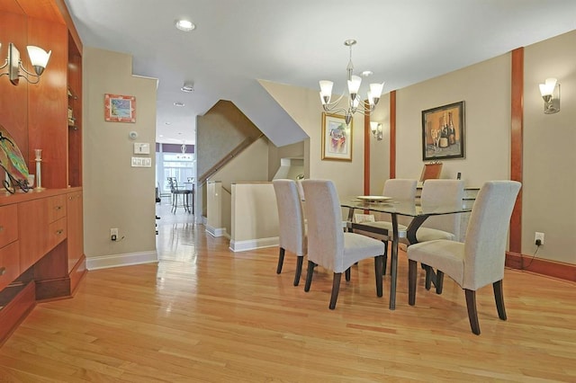 27 Bridge Ln, Haverstraw, NY 10927 - dining room featuring a chandelier, light wood finished floors, and recessed lighting