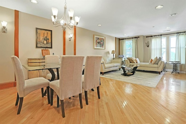 27 Bridge Ln, Haverstraw, NY 10927 - dining area featuring a chandelier, light wood-style floors, and recessed lighting