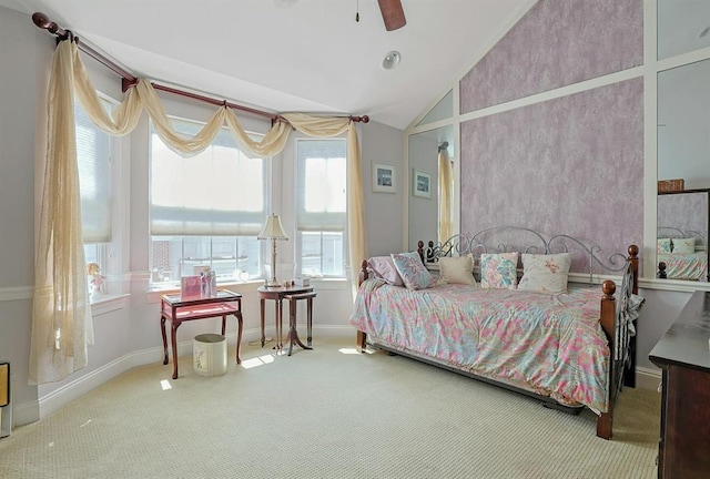 27 Bridge Ln, Haverstraw, NY 10927 - bedroom with carpet, vaulted ceiling, and a ceiling fan