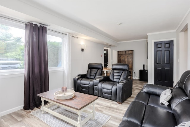 95 Pointe Cir S Unit 95, Coram, NY 11727 - home theater featuring light wood-type flooring and crown molding