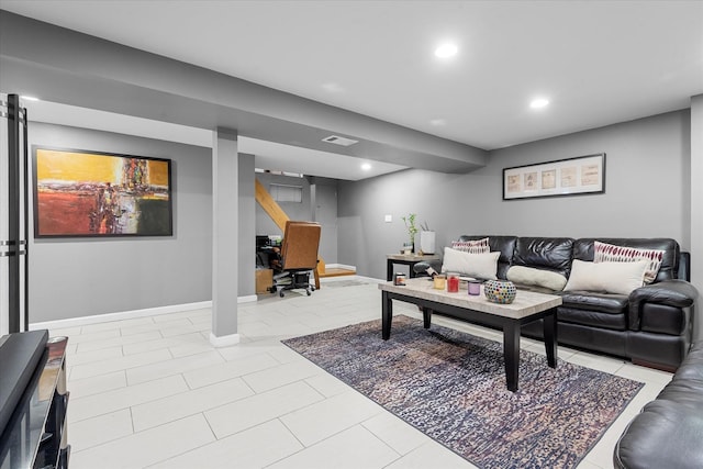 91-23 156th Ave, Howard Beach, NY 11414 - living area with recessed lighting and light tile patterned floors